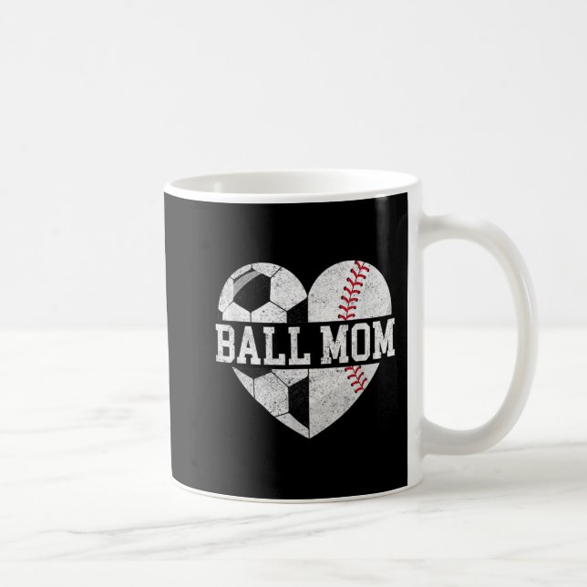 Mug Ball Maman Coeur Amusant Baseball Soccer Maman (Droite)