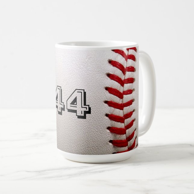Mug Balle de baseball blanche classique avec numéro de (Devant droit)