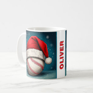Mug Balle de Baseball Chapeau de Santa Rouge Nom Noël 