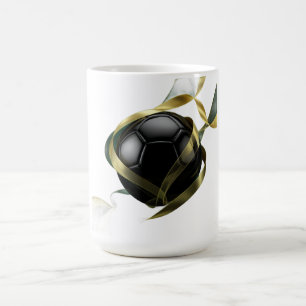 Mug Balle de football avec tourbillons dorés autour