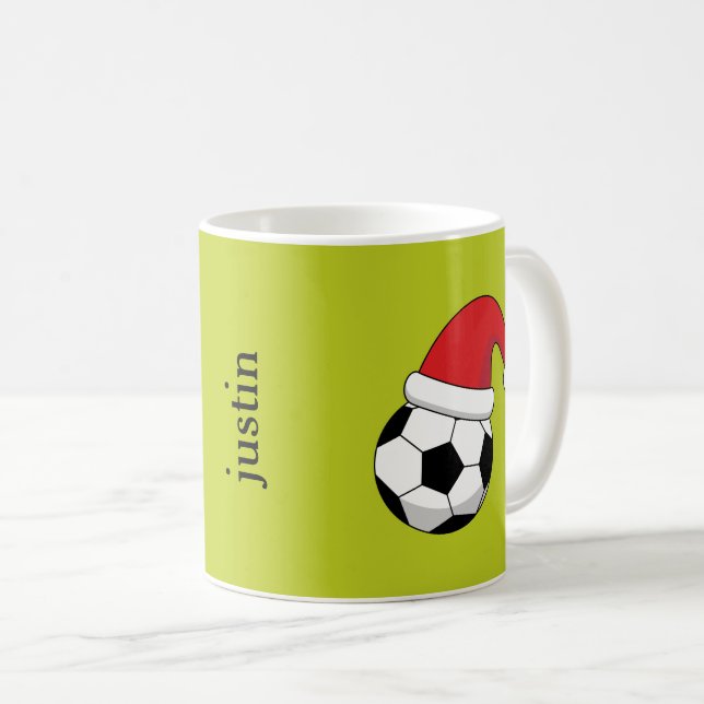 Mug Balle de football de Noël, Casquette du Père Noël  (Devant droit)