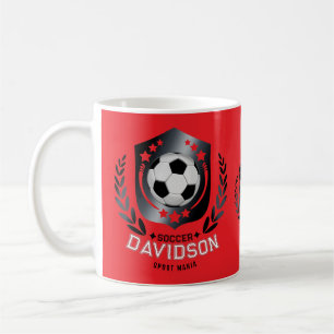 Mug Balle de Football Rouge et Noir pour Hommes et Gar