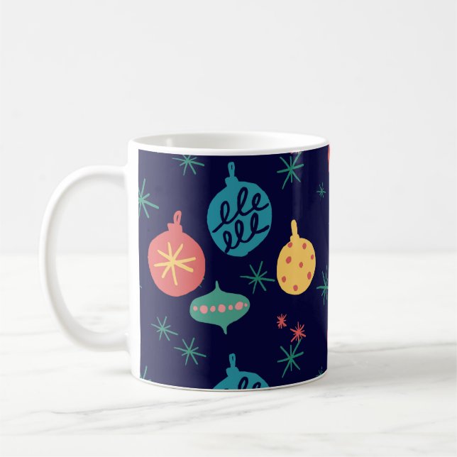 Mug Balle de Noël Vert Jaune Vintage (Gauche)