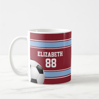 Mug Balle de soccer Jersey Claret Blue Stripes