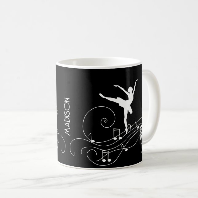 Mug Ballerina blanche et notes musicales (Devant droit)