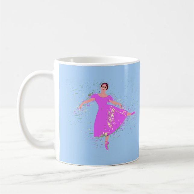 Mug Ballerina Danseuse en robe rose magenta (Gauche)