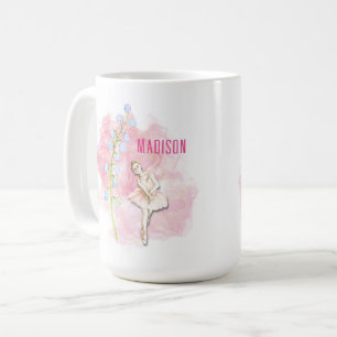 Mug Ballerina et Lily de la Vallée Florale sur rose