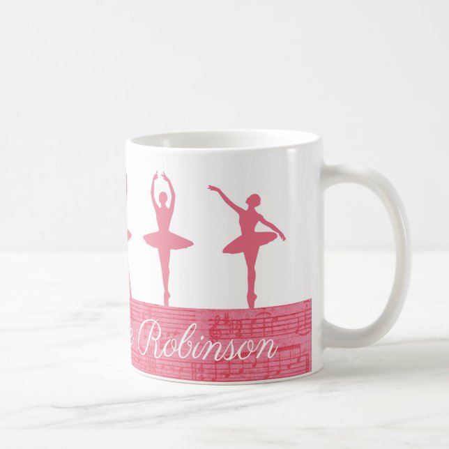 Mug Ballerina personnalisée rouge rose (Droite)