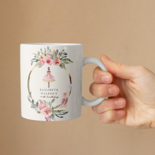 Mug Ballerina Princess Floral Blush fête d'anniversair