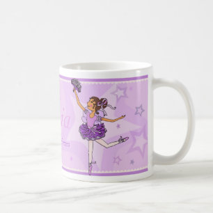 Mug Ballerina princess pourpre et cheveux foncé fille