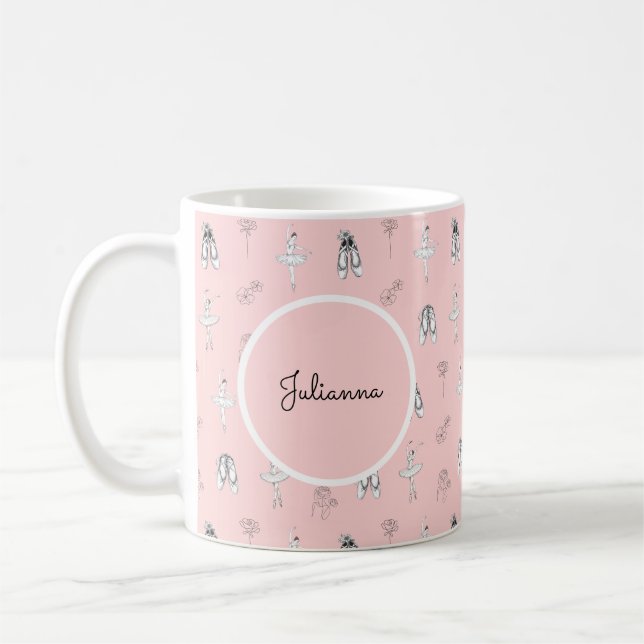 Mug Ballerina rose et fleurs (Gauche)
