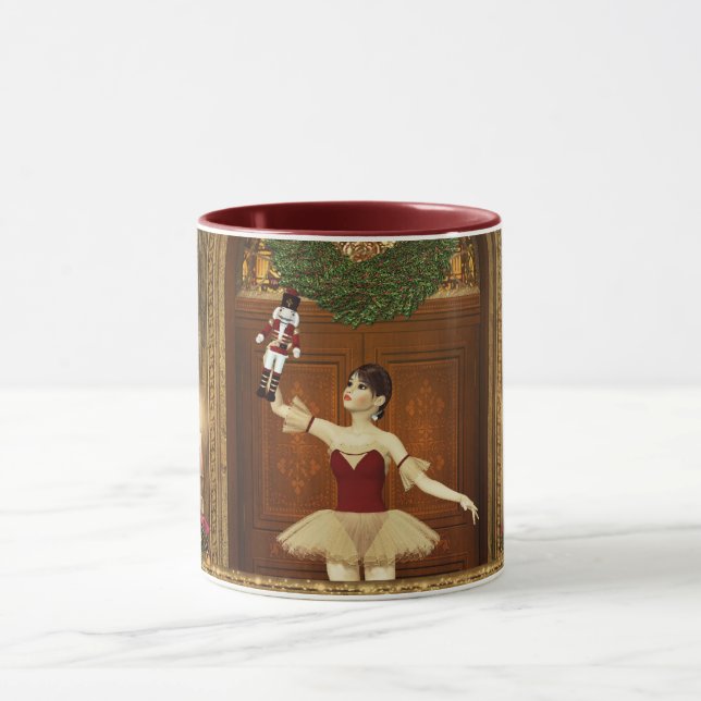 Mug Ballerina tenant une noix de croupe de Noël Musiqu (Centre)