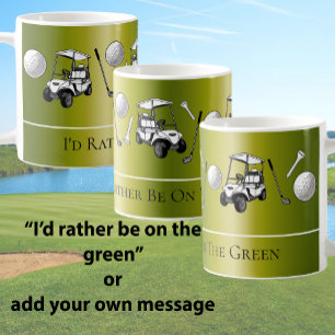 Mug Balles de golf et chariot Fun Gold avec message pe