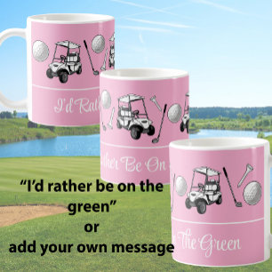 Mug Balles de golf roses amusantes et monogramme perso