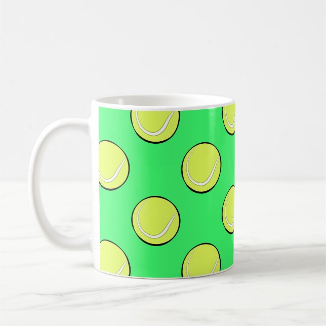 Mug Balles de tennis motif transparent sur fond vert  (Gauche)