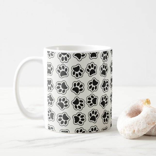 Mug Balles noires, Paws de chien, Paws de chat, Plan (Avec donut)