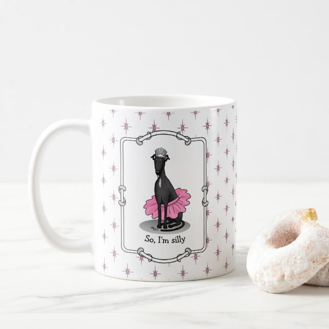 Mug Ballet Ballerina Princesse Greyhound Chig (noir) (Avec donut)