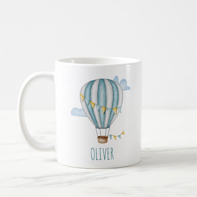 Mug Ballon à air chaud bleu aquarelle (Gauche)