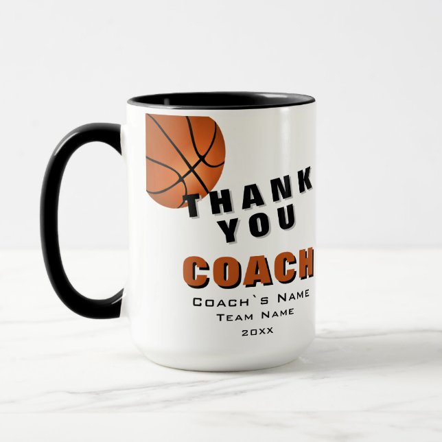 Mug Ballon de Basket Merci Coach  (Gauche)