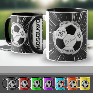 Mug Ballon de football personnalisé nom âge anniversai