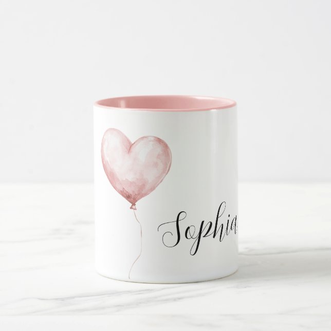 Mug Ballon en forme de cœur rose joli (Centre)