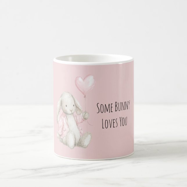 Mug Ballon en forme de cœur rose Some Bunny vous aime (Centre)