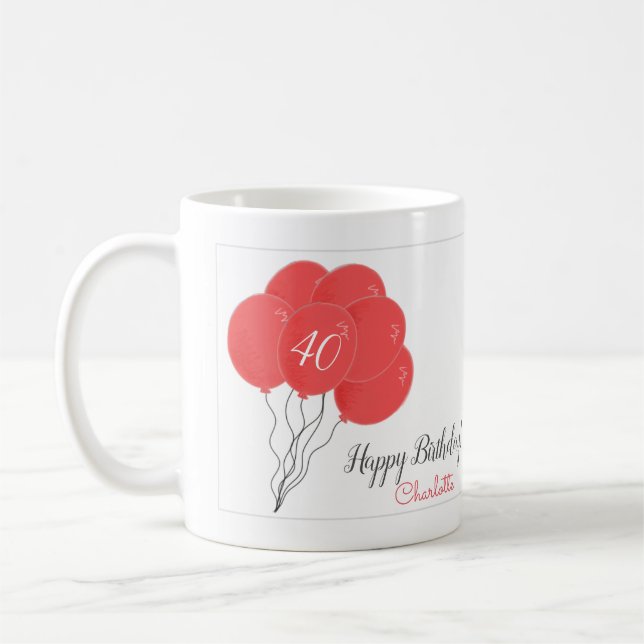 Mug Ballon rose de 40e anniversaire (Gauche)