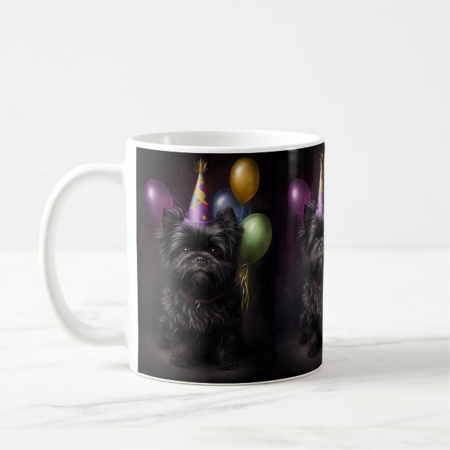 Mug Ballons d'anniversaire pour chien Affenpinscher (Gauche)