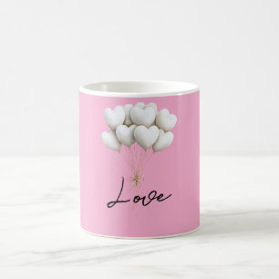 Mug Ballons de Coeur Blanc Rose Aimer