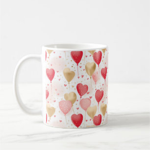 Mug Ballons de coeur rose et or de Valentine