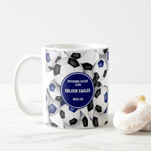 Mug ballons de football motif bleu noir nom personnali