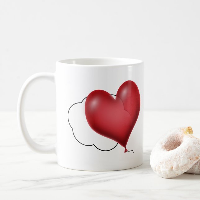 Mug Ballons en forme de cœur et nuages Amour (Avec donut)