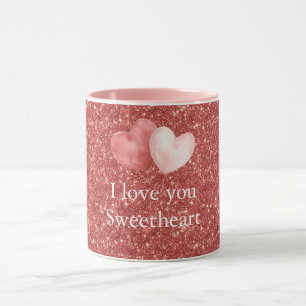 Mug Ballons en forme de cœur rose rouge brillant pour