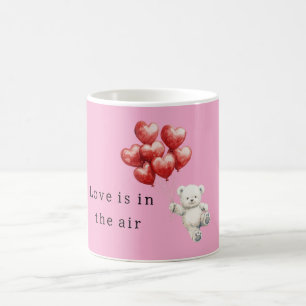 Mug Ballons en forme de cœur rouge avec ours en peluch