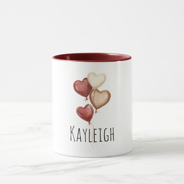 Mug Ballons en forme de cœur rouge crème (Centre)