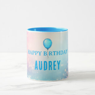 Mug Ballons Joyeux Anniversaire Nom Personnalisé Deux