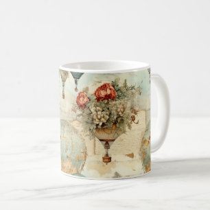 Mug Balloon vintage à air chaud dans un paysage serein