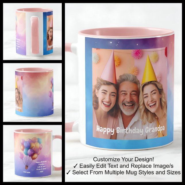 Mug Balloons de Message de Fête d'Anniversaire de Gran (Créateur téléchargé)
