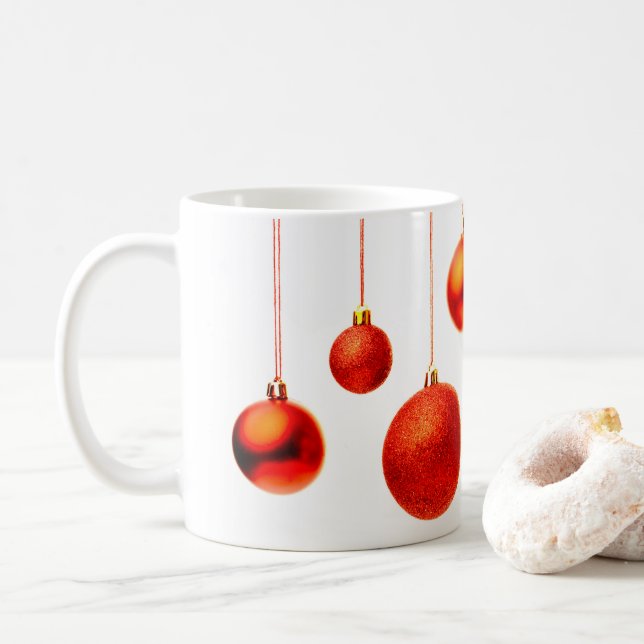 Mug Balls de Noël rouge photo (Avec donut)