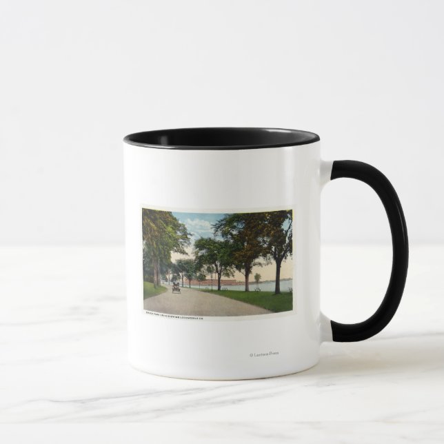Mug Balnéaire Park Drive Vue Montrant Locomobile (Droite)