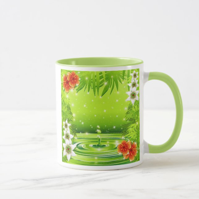 Mug Bambou, eau et fleurs tropicales (Droite)