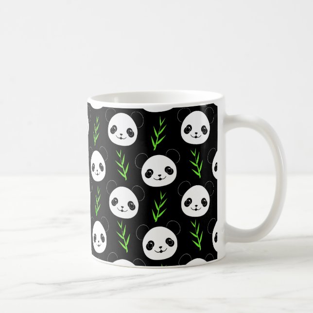 Mug Bambou Motif Kawaii Panda En Blanc Noir (Droite)