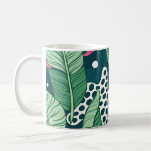 Mug Banana feuilles abstraits, couleurs tendance