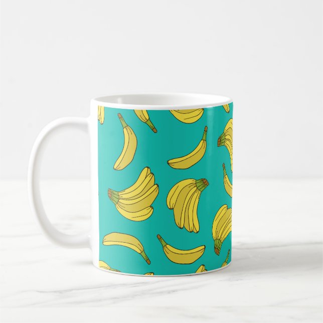 Mug Bananas hand drawn seamless pattern. Sketch illust (Gauche)