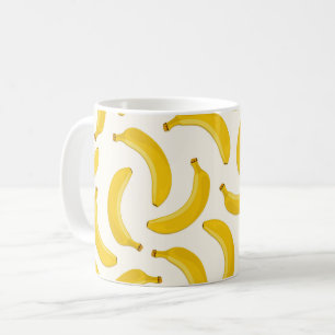 Mug Bananes Fruits tropicaux Imprimer, jaune et blanc