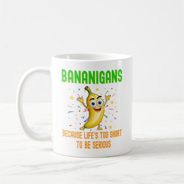 Mug Bananigans, Drôle Go Bananes, Humour de fruits tro (Gauche)