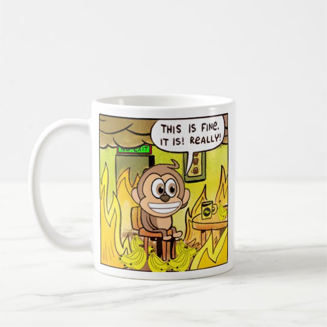 Mug Banano Monkey Tout est en feu C'est très bien ! (Gauche)