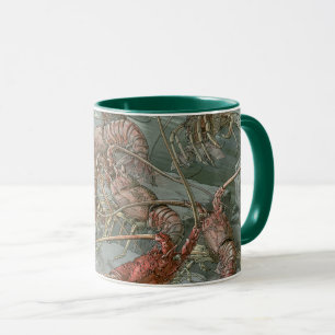 Mug Banc de homards dans l'océan, Art nouveau vintage
