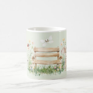 Mug Banc de jardin avec coccinelle, libellule et souri