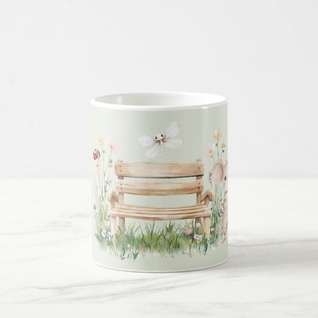 Mug Banc de jardin avec coccinelle, libellule et souri (Centre)